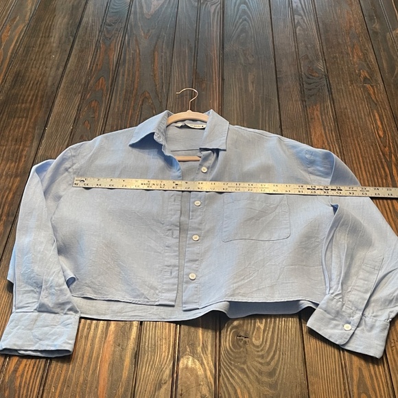 ZARA // CROP BUTTON UP TOP LINEN BLEND - Picture 7 of 7
